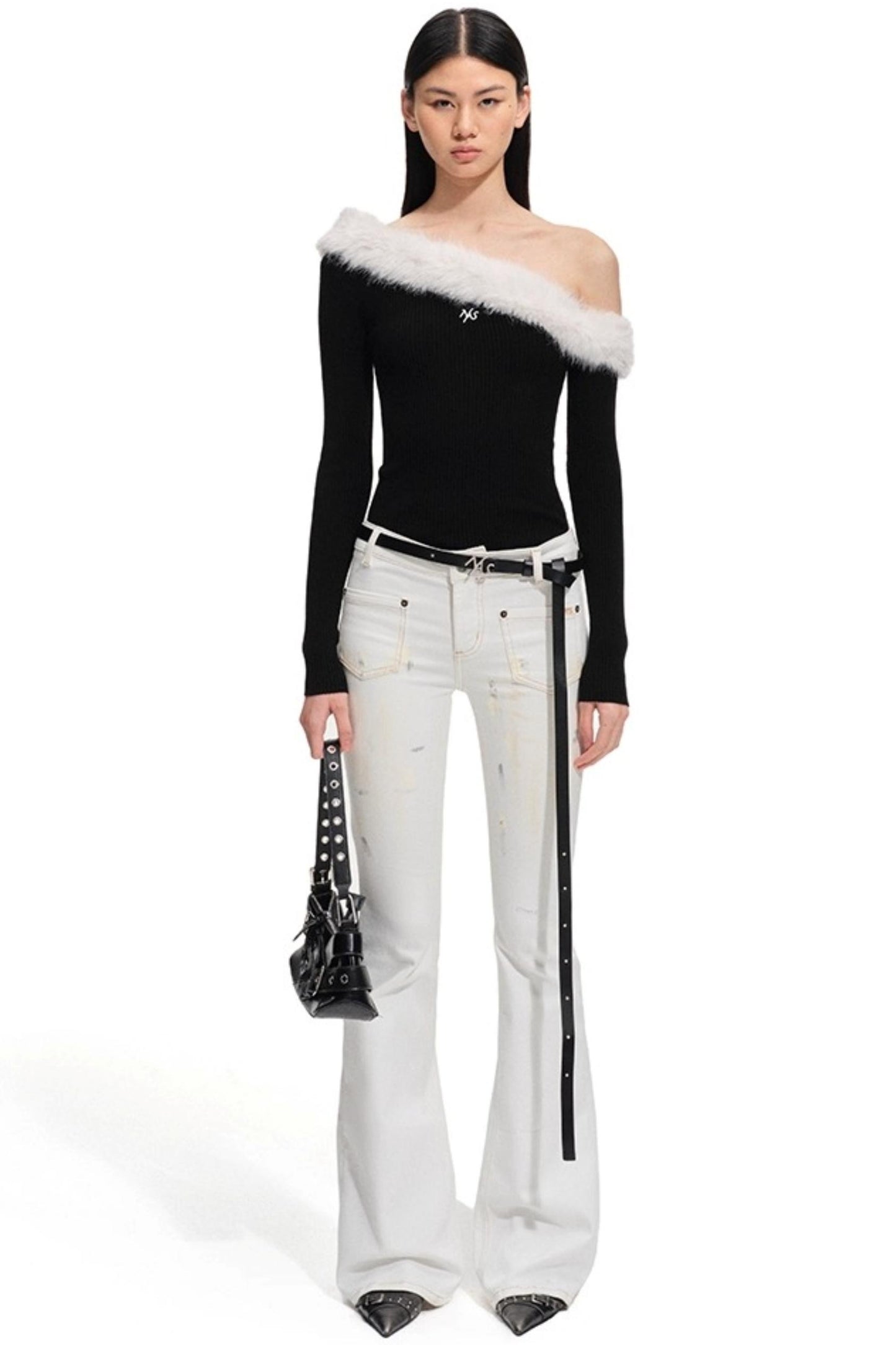 Heavy Washed Denim Stretch Bootcut Pants