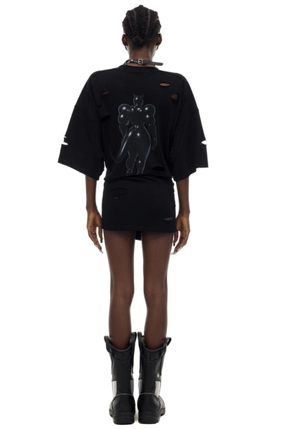 Black Cat Waist T-Shirt