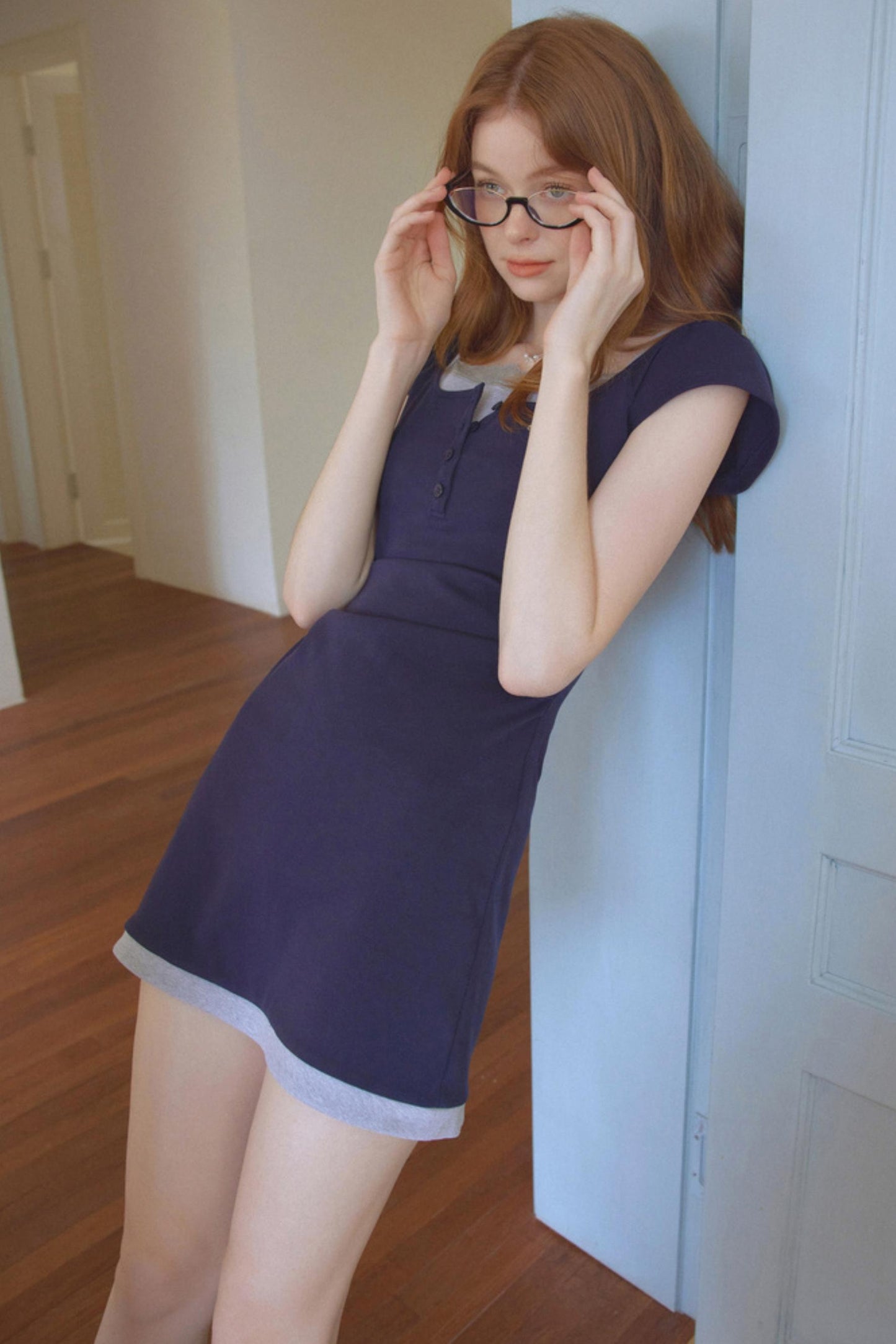 Lace Navy A-Line Dress