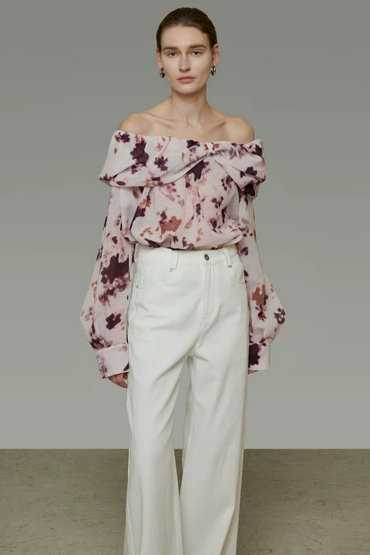 Elegant Tie-Dye Off-Shoulder Blouse