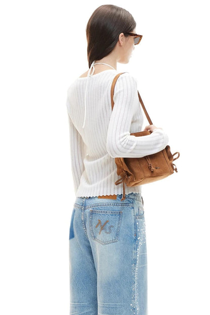 Sheep Wool Ribbon Knit Top