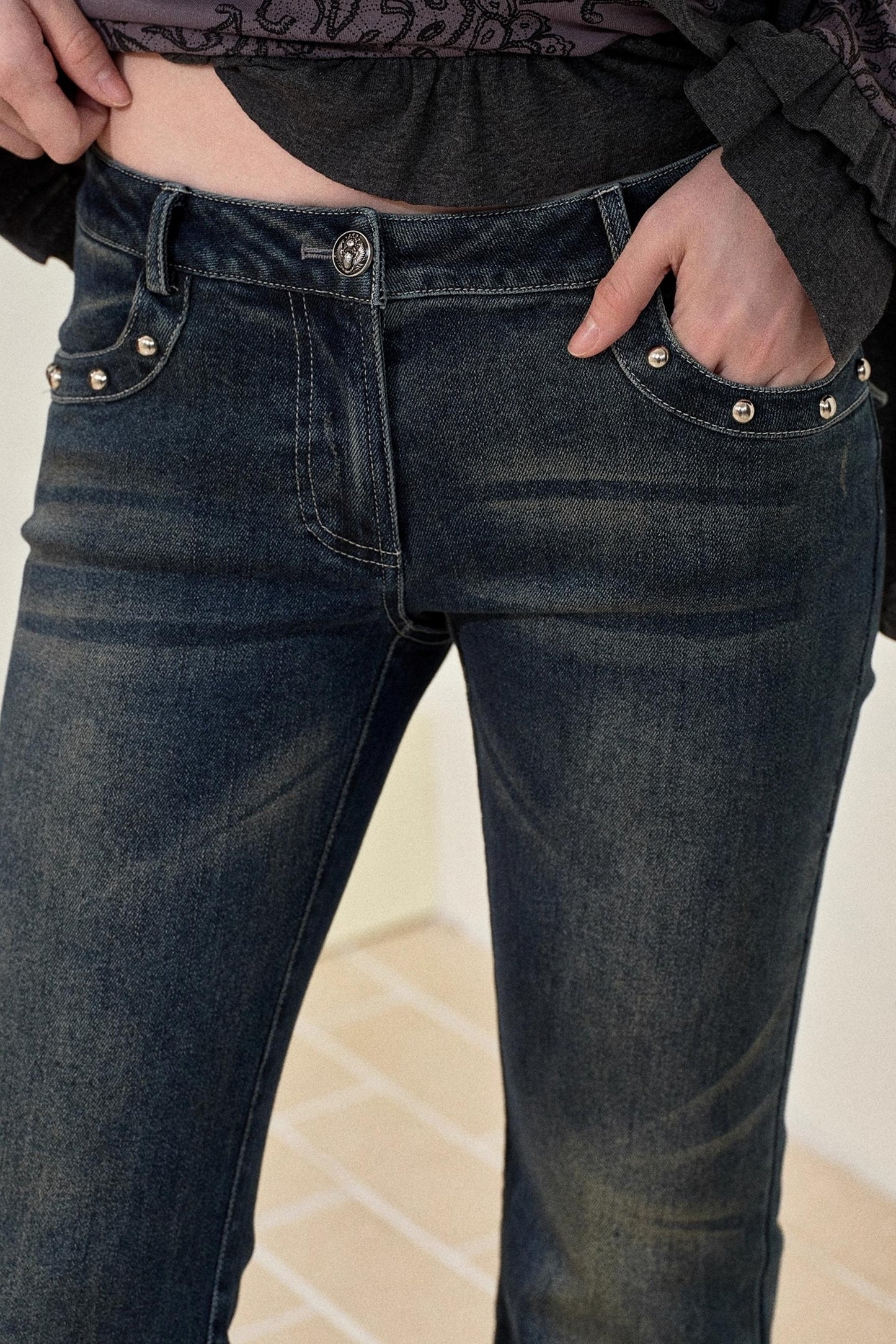 Blue Vintage Slim Denim Trousers