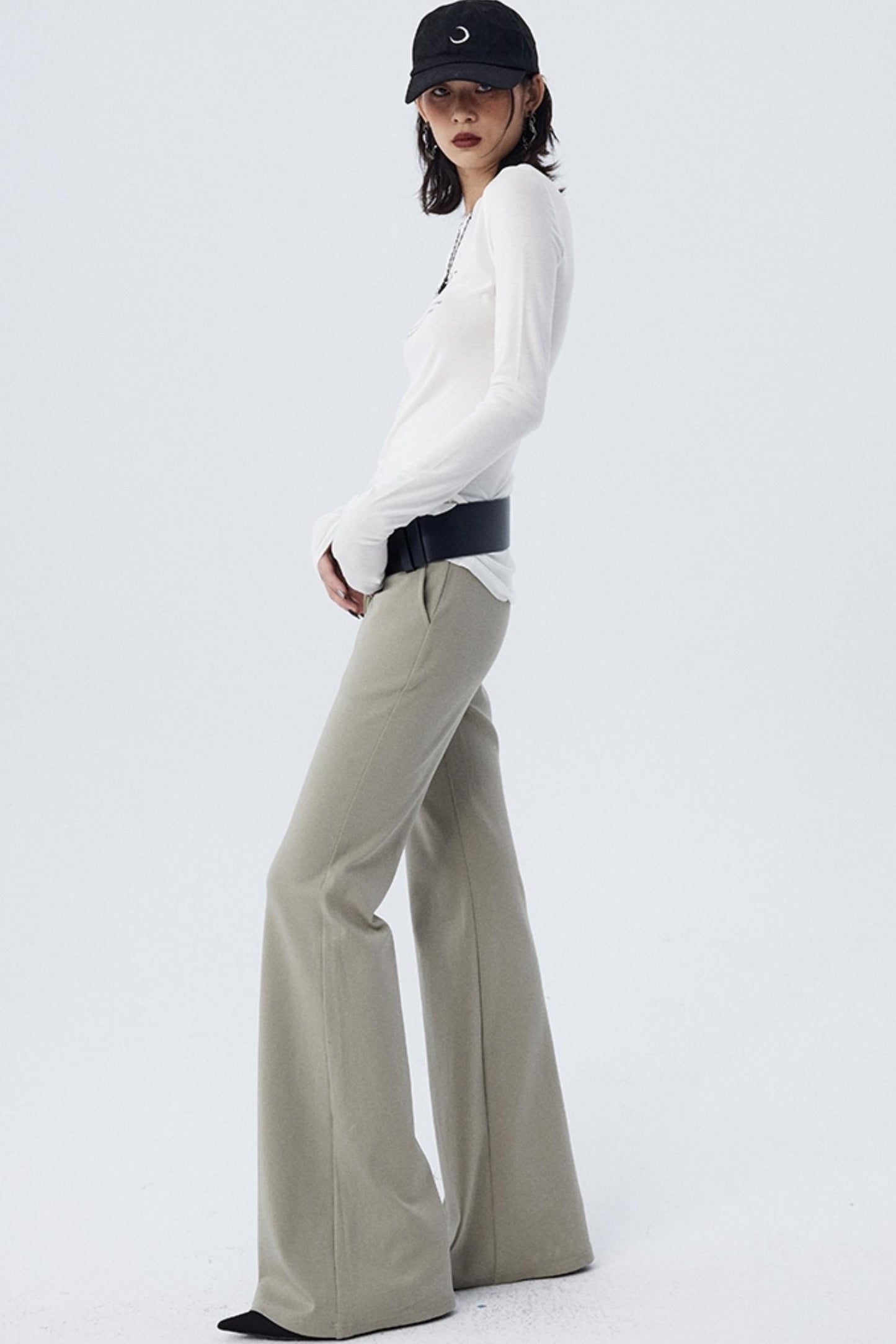 Single-Shoulder Flared Suit Pants Set-Up