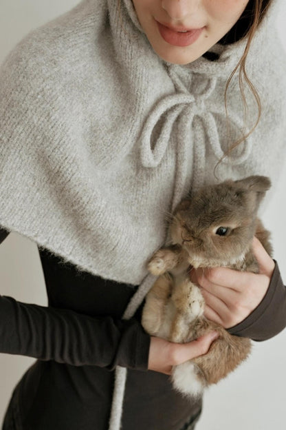 Pearl Gray Knit Cape