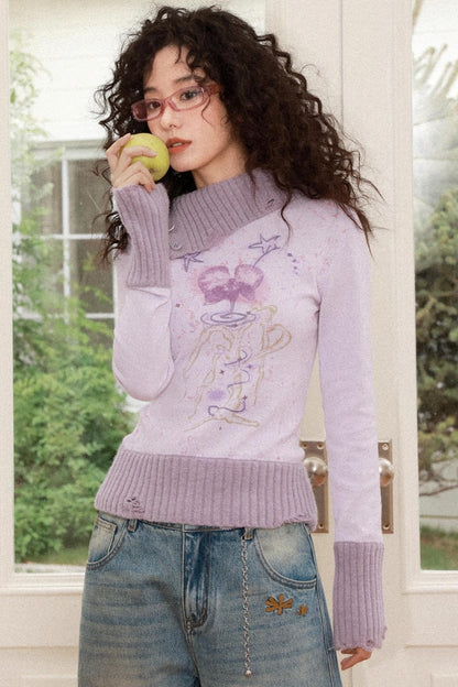 Flowers in Bloom Purple Sweater