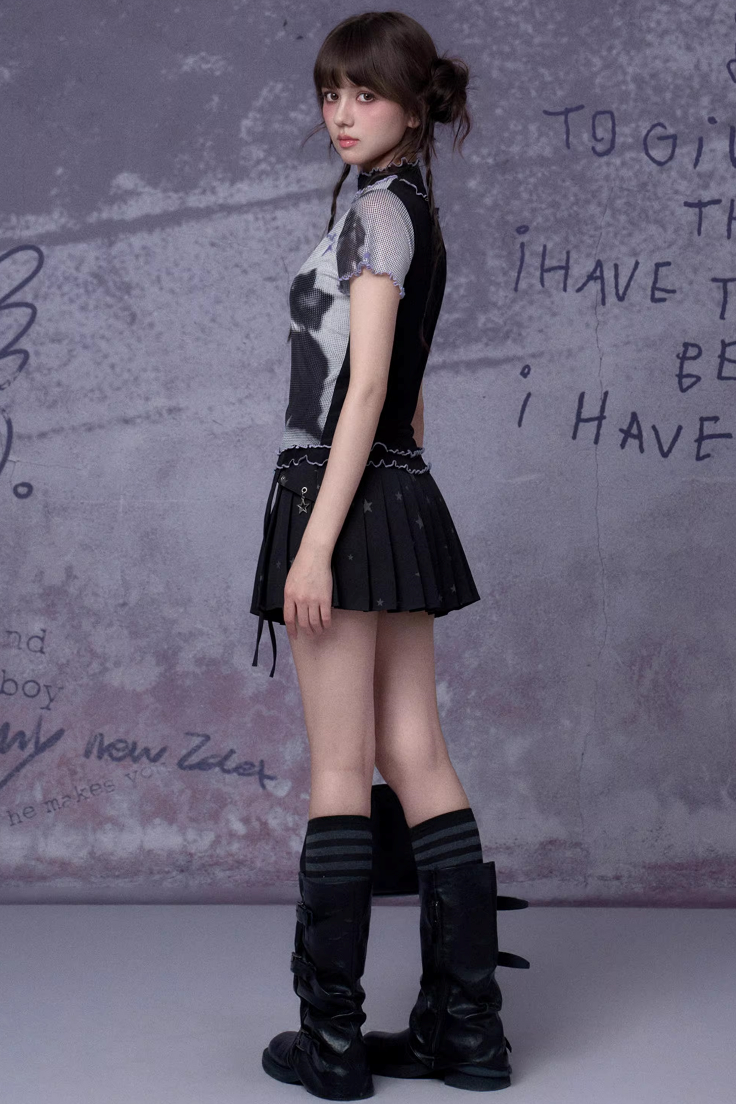 Retro Double-Layer Mesh Top