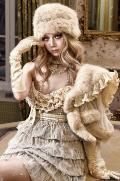 Slavic Daughter Fur Cape Dress Set-Up