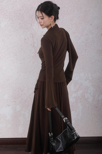 Design Streamer Knitted Top Skirt Set