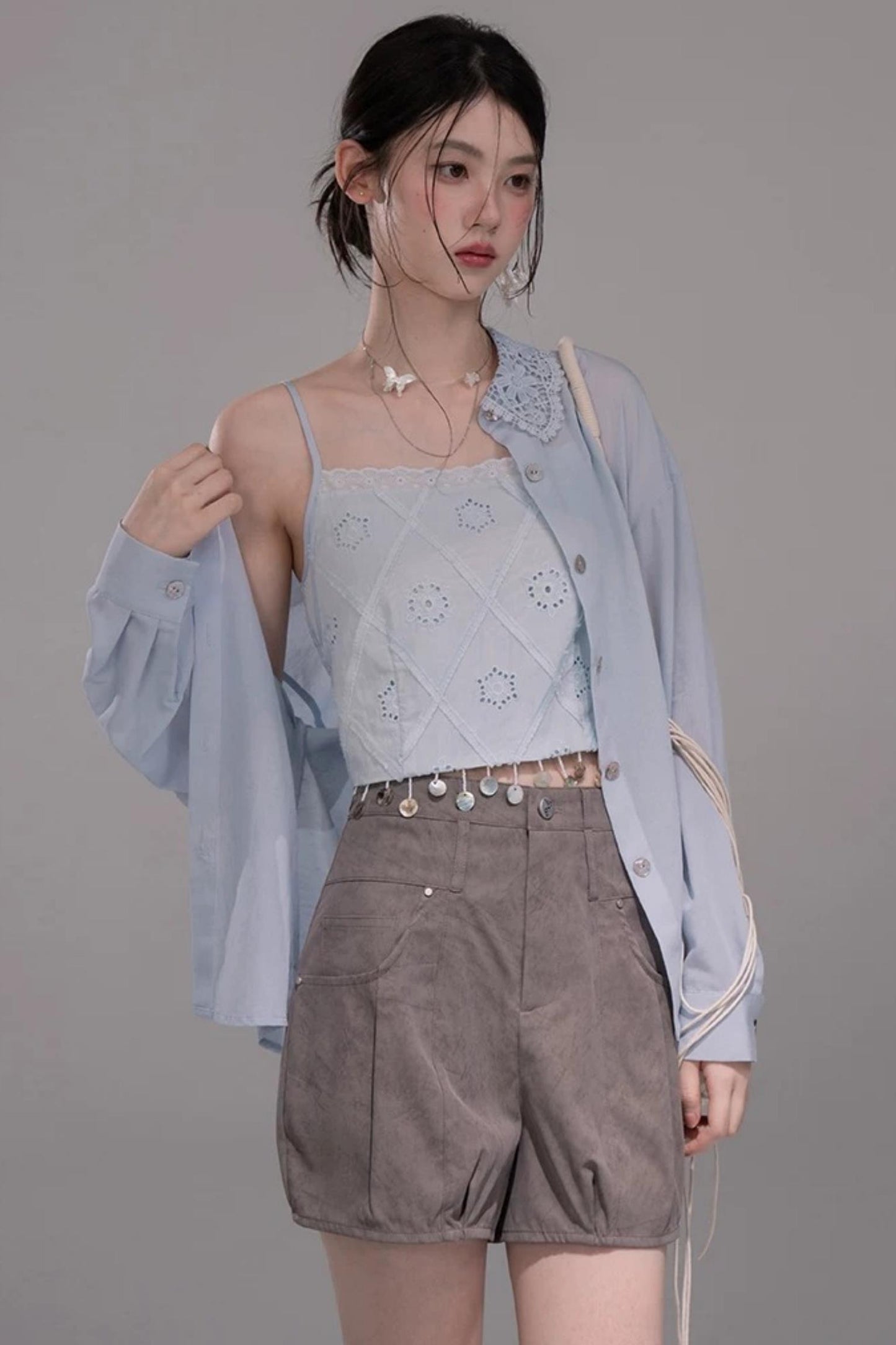Light Mist Embroidery Vest Set