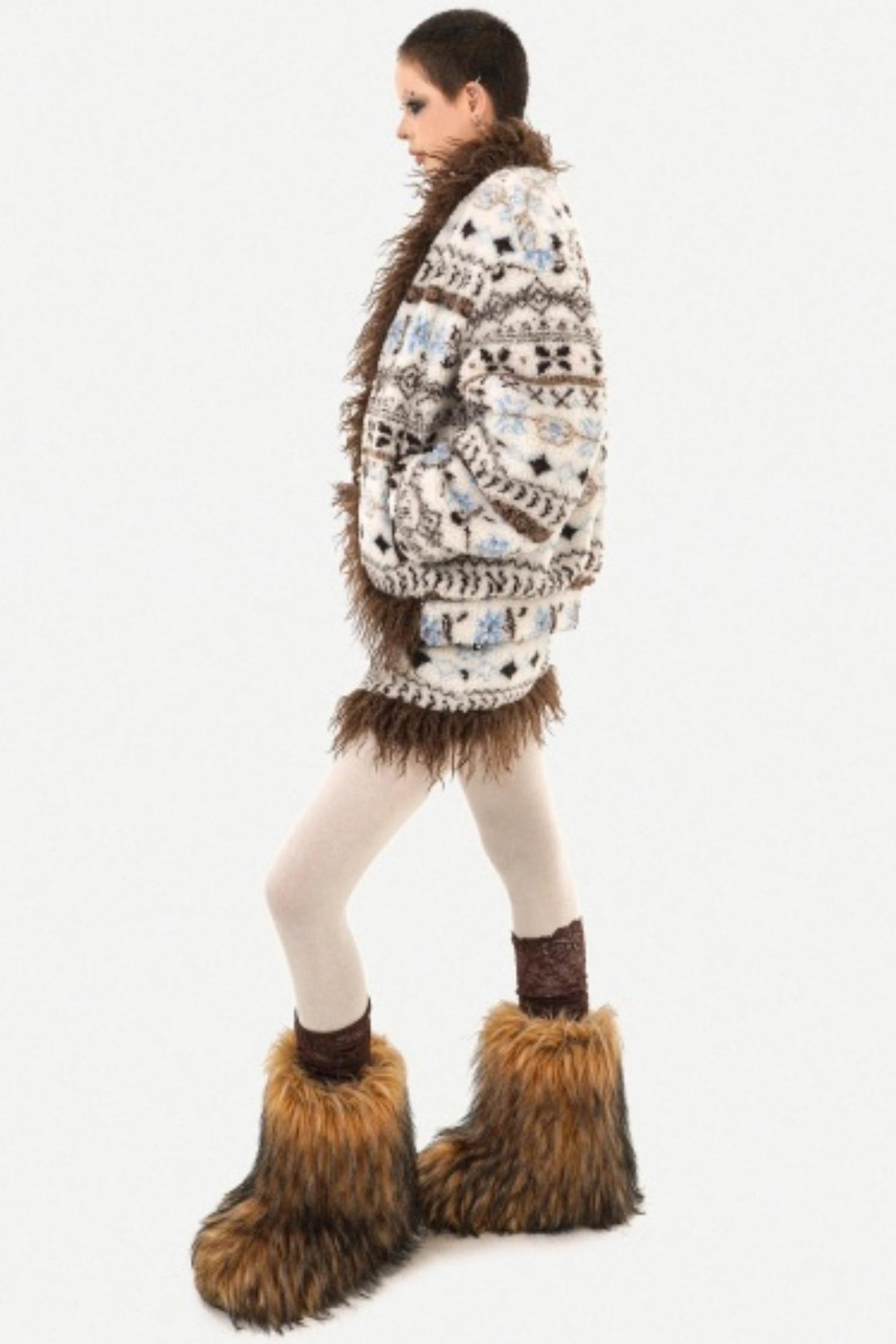 Fair Isle Lamb Wool Coat