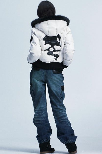 Unisex Leather Fur Collar Jacket