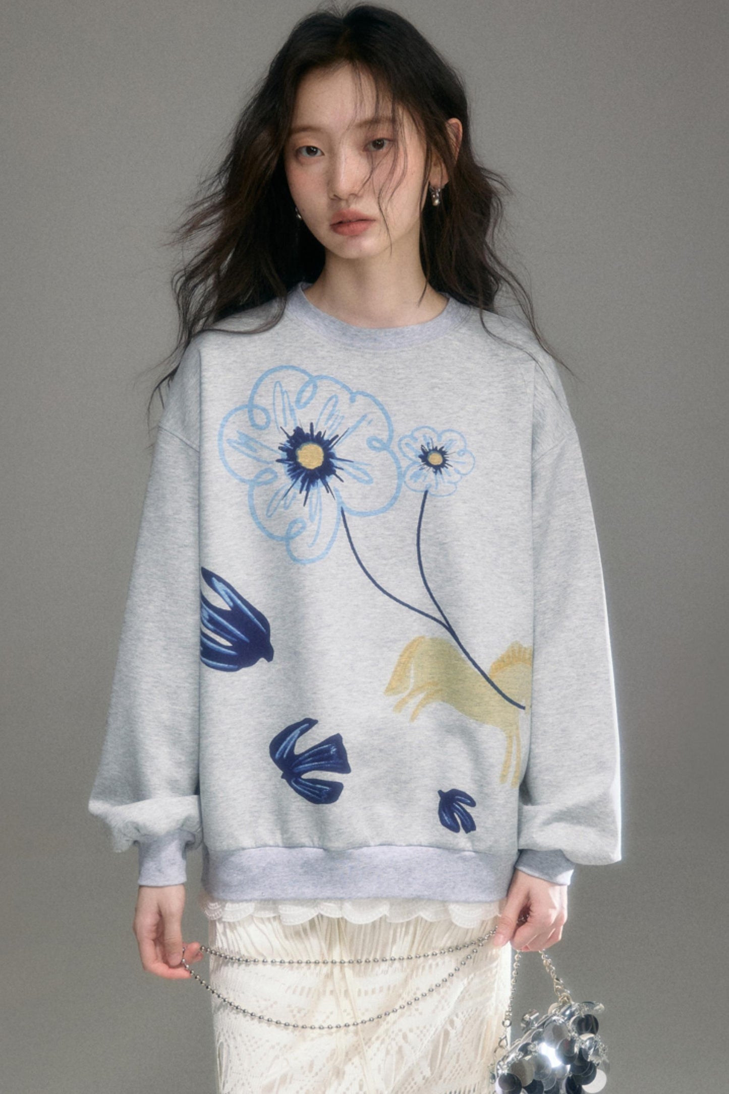 Flying Bird Print Skirt