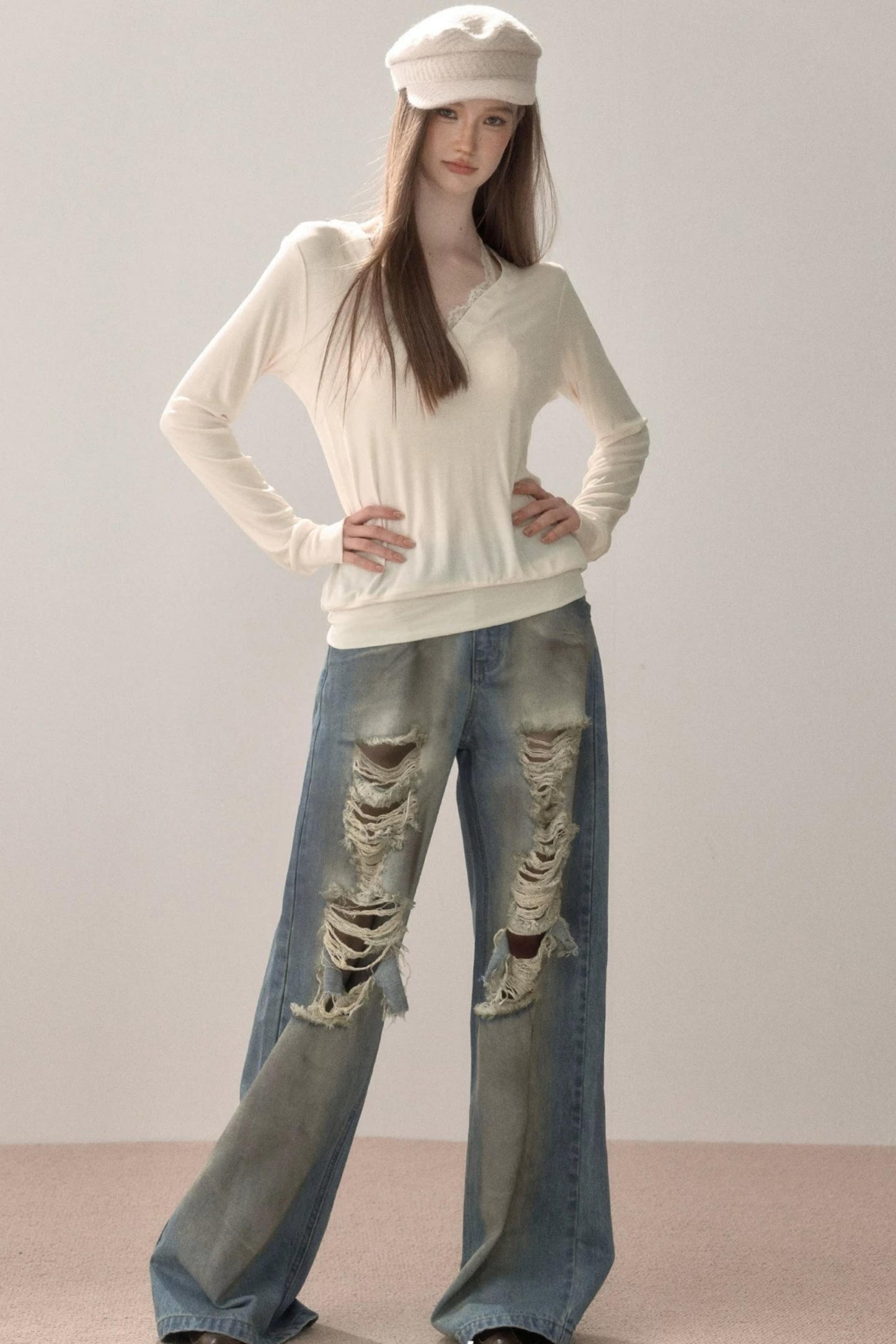 Vintage Gradient Ripped Jeans