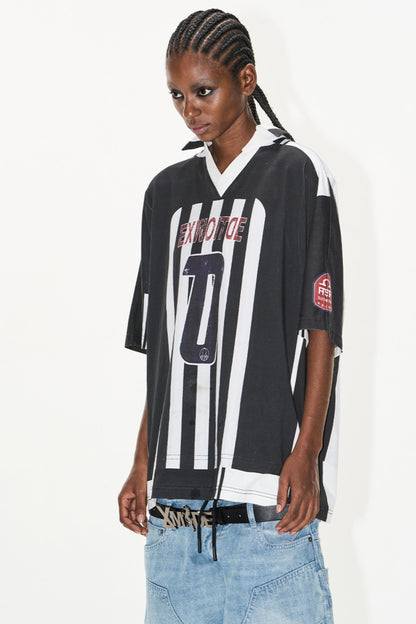 Striped V-Neck Polo Tee