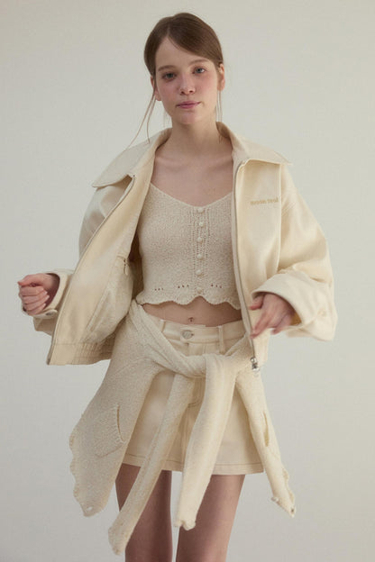 Embroidered A-Line Jacket Skirt Set-Up