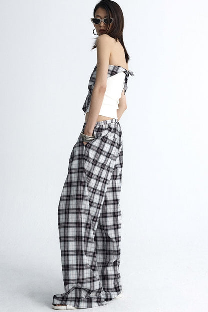 Plaid Wide-Leg Pants