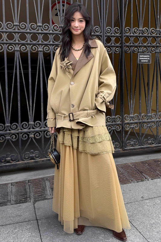 Vintage Lily Silhouette Reversible Trench Coat Set-Up