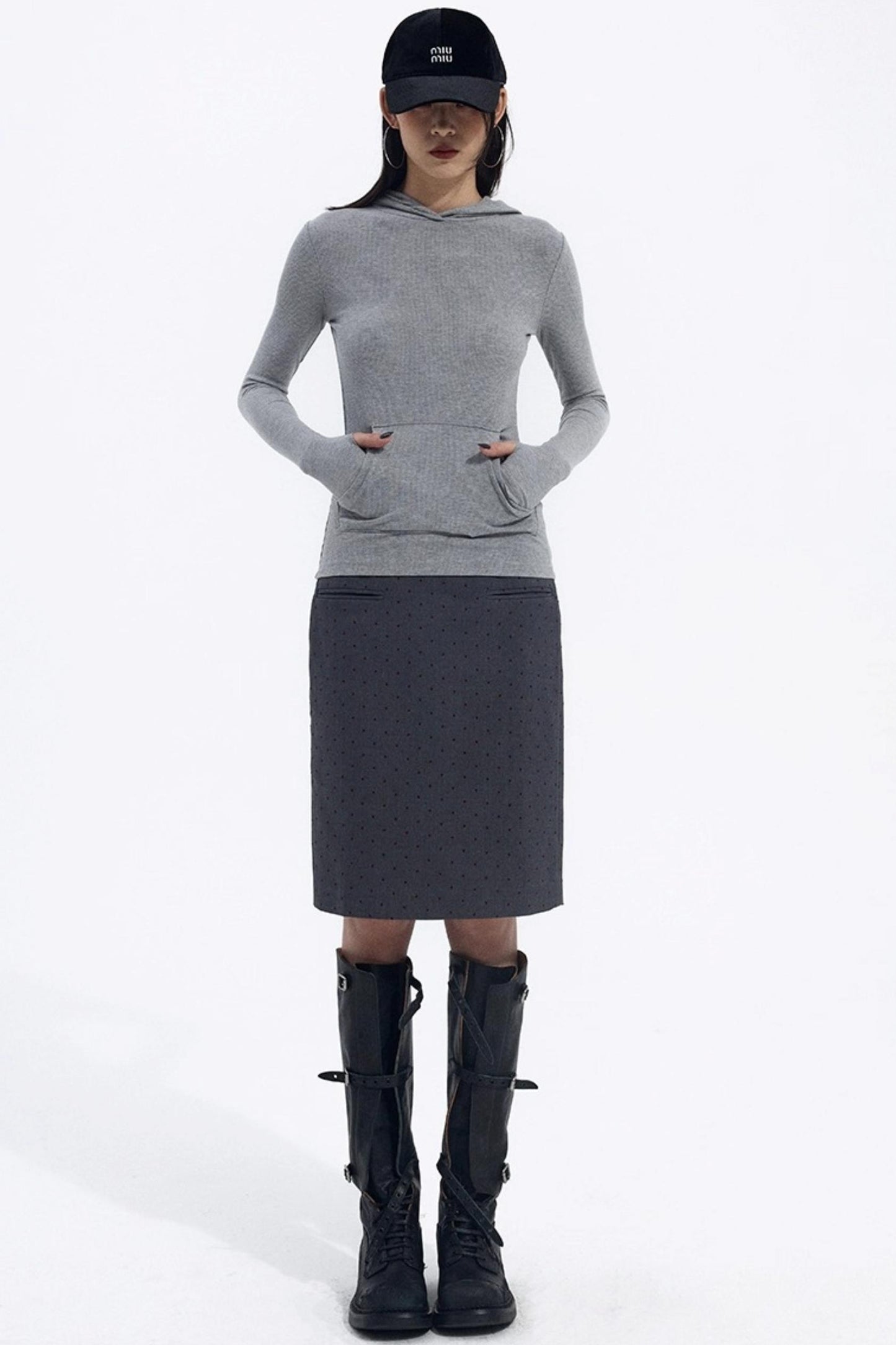 Gray Hooded Winter Sweater