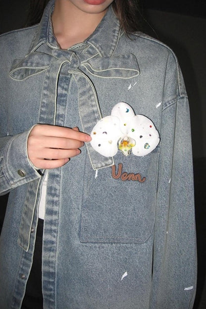 Washed Distressed Loose Denim Jacket