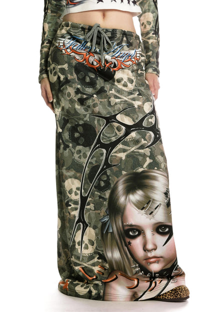 Camouflage Print Sweatshirt Skirt