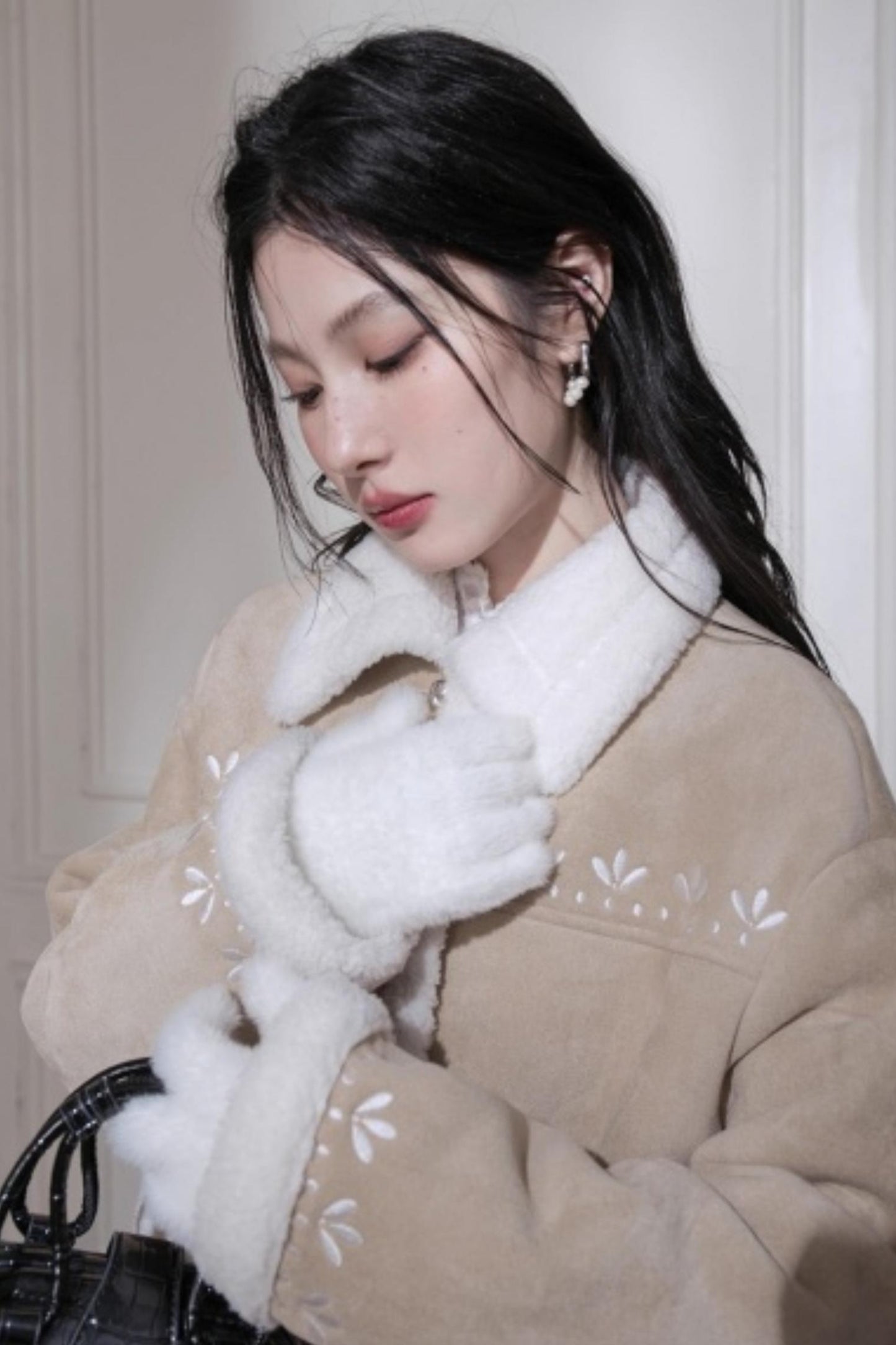 Suede Khaki Embroidery Jacket