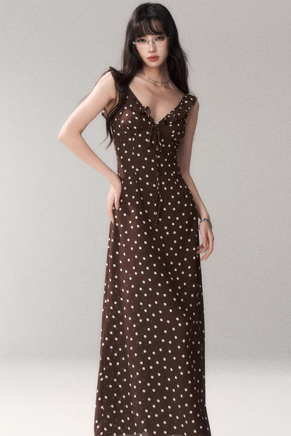 Brown Polka Dot Summer Dress