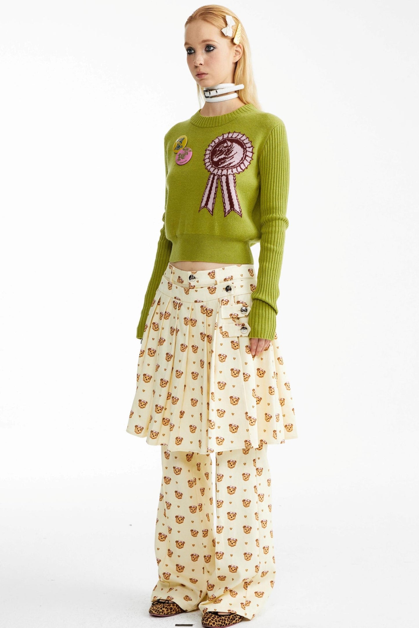 Detachable Pleated Two-Wear Slimming Culottes Pants Set