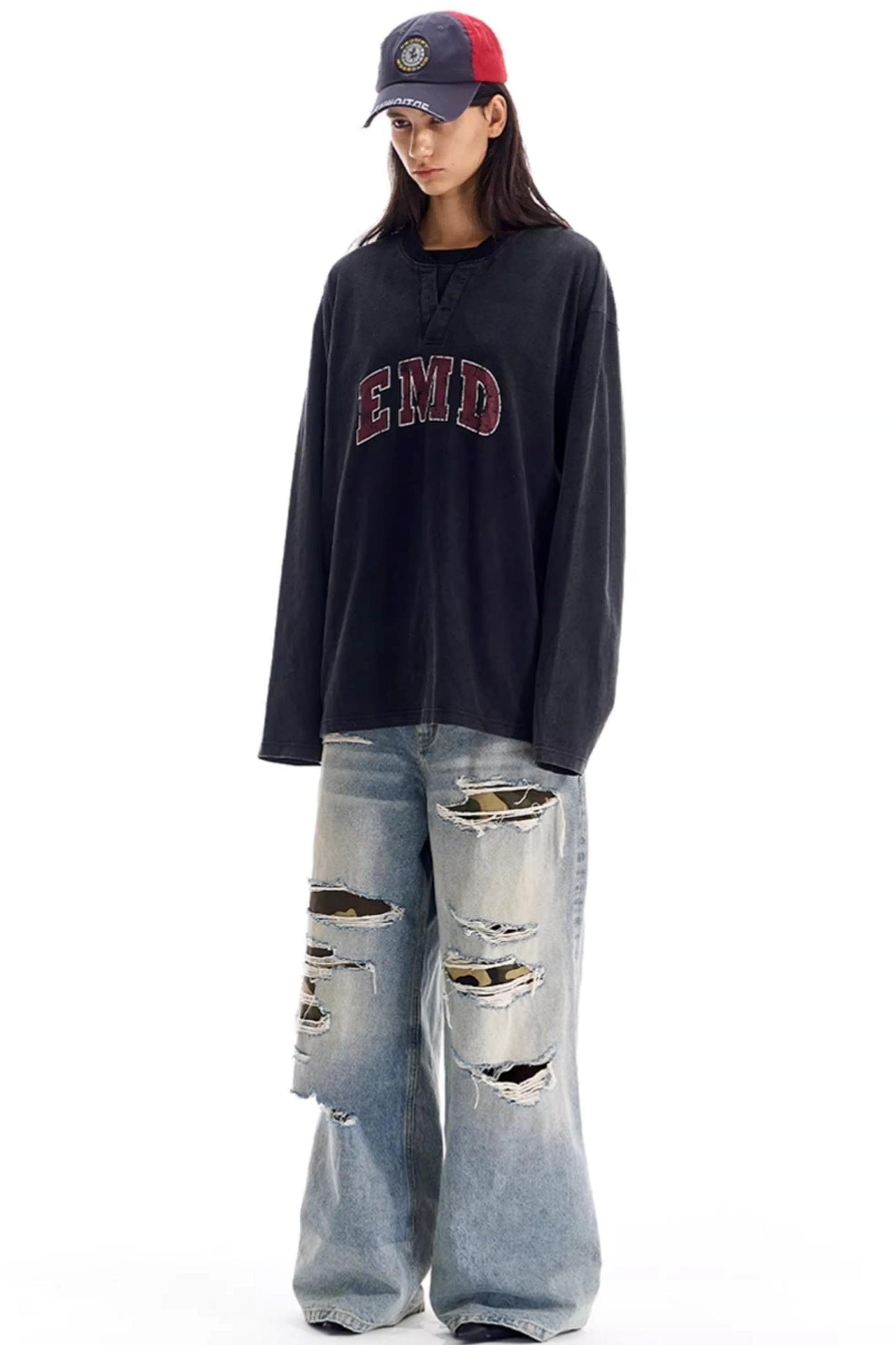 Washed Double Collar T-Shirt