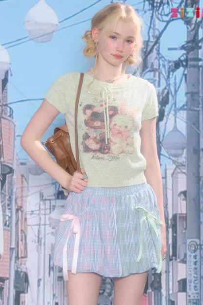 Bär und Hase Retro-Oberteil
