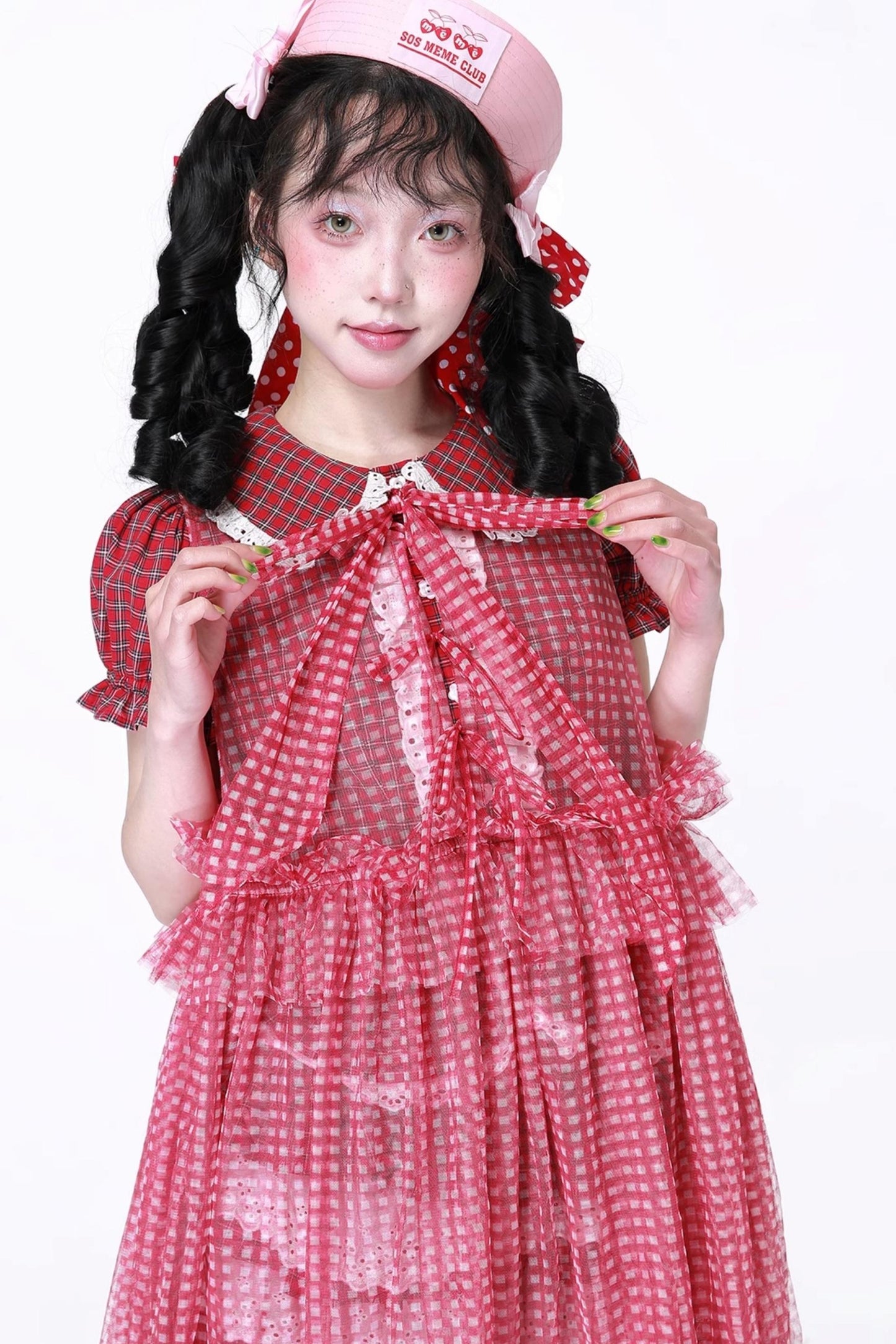 Retro Plaid Mesh Dress