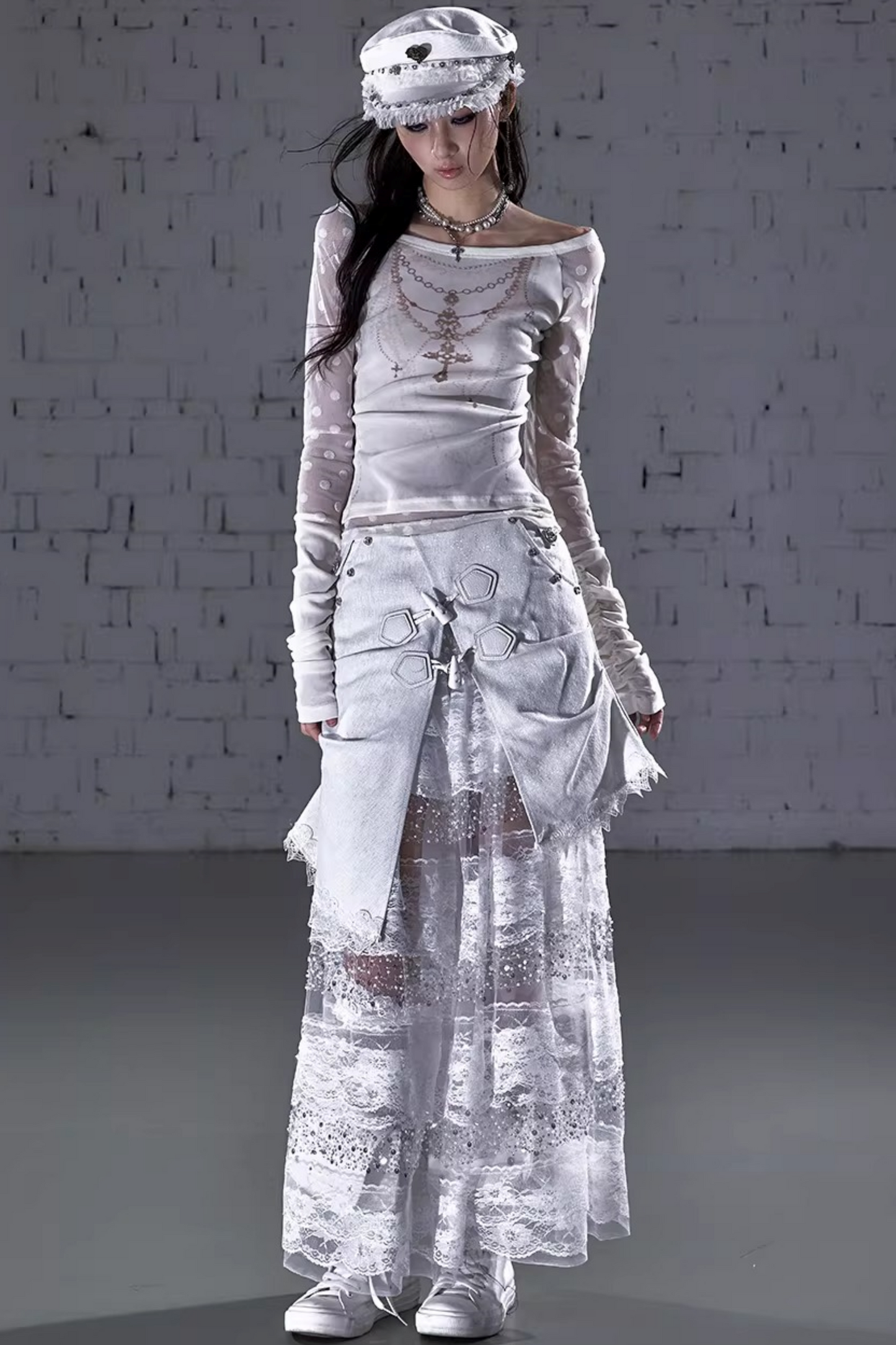 Barock beflockte Stickerei-Bluse