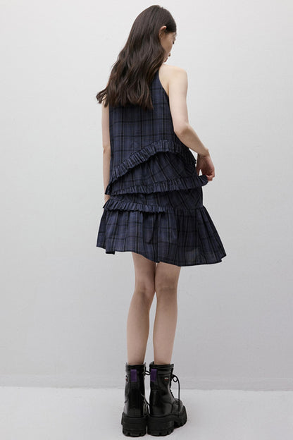 Midnight Blue Check Dress