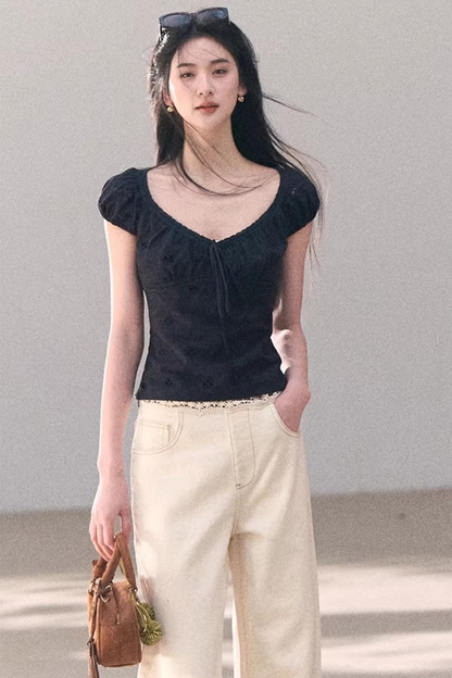 Embroidered Cotton Lace Top