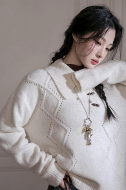 Asymmetrical Collar Knit Sweater