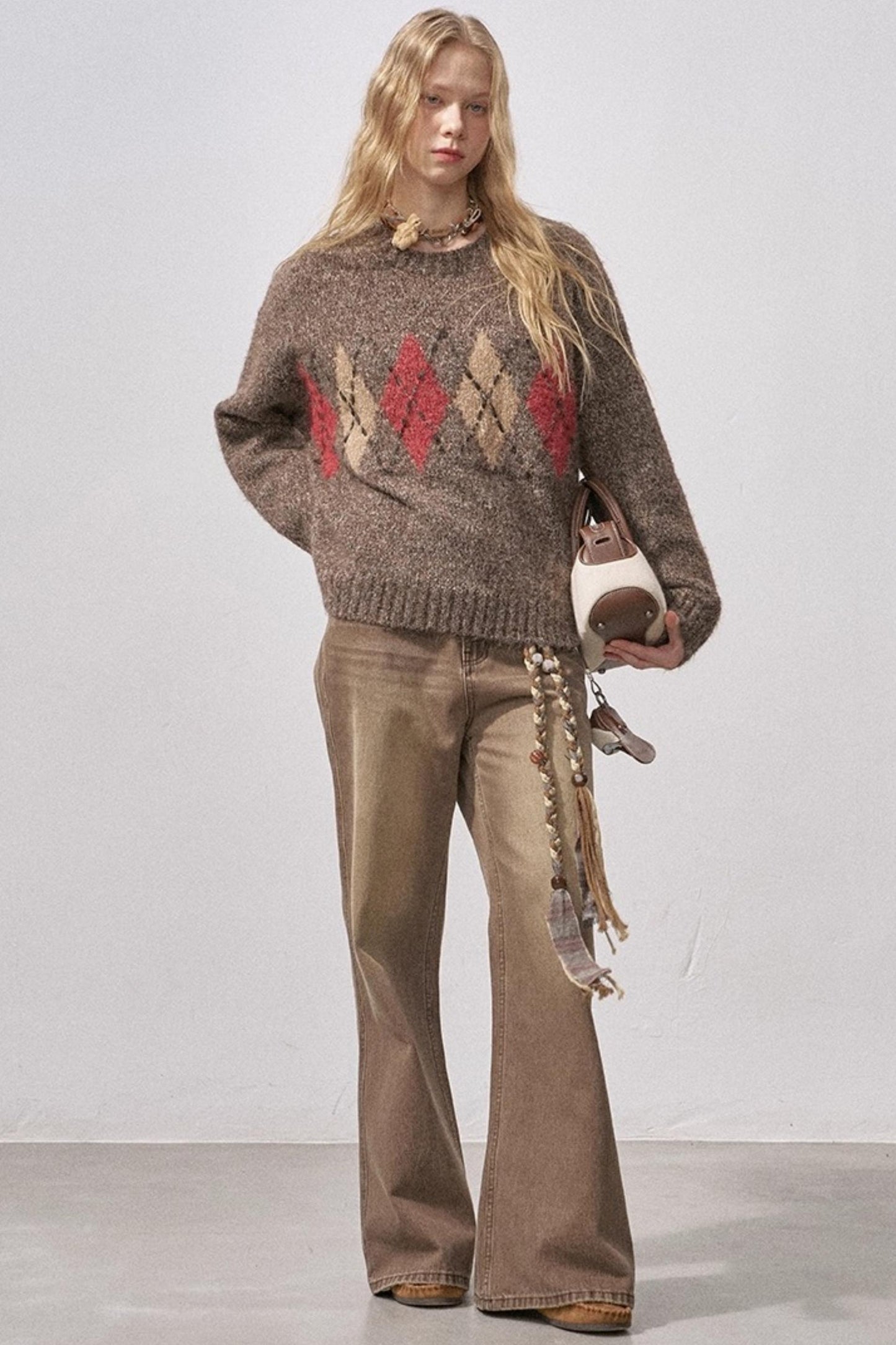 Floral Diamond Knit Sweater