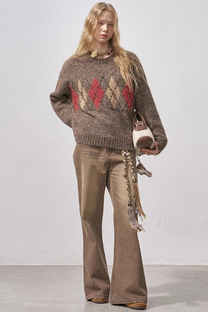 Floral Diamond Knit Sweater