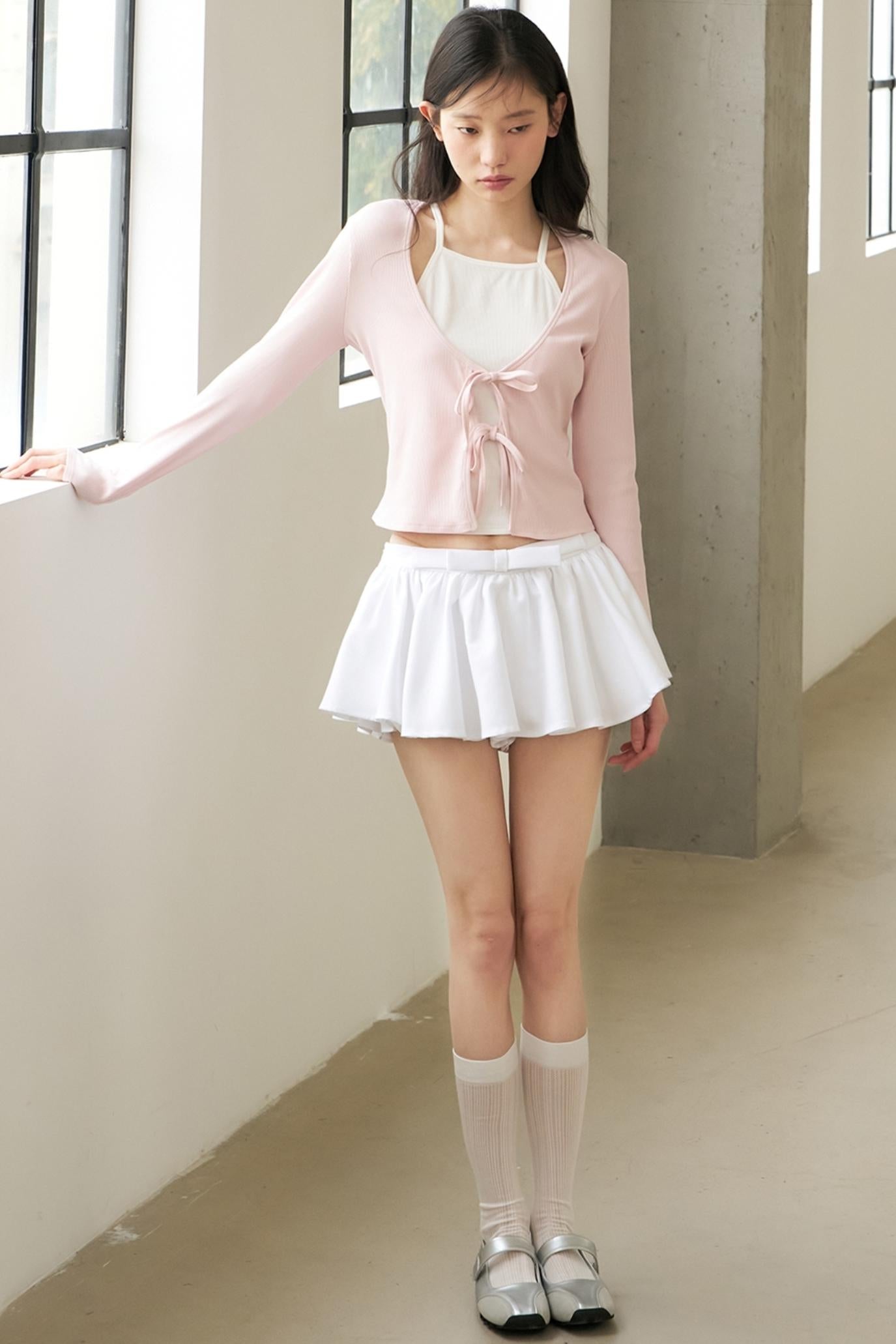 Satin Pleated Mini Skirt