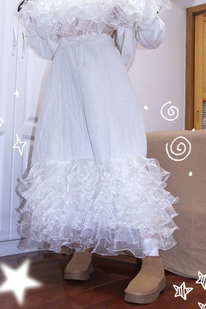 Corduroy Quilted Lace Skirt