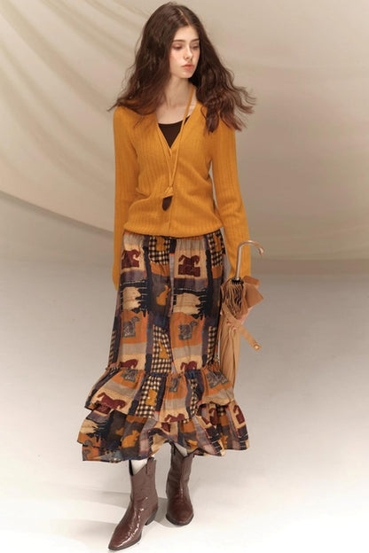 Vintage Pine Cone Sweater Skirt Set-Up