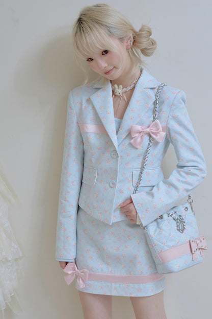 Satin Patchwork Suit Coat Set-Up