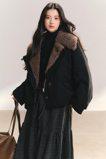 Large Fur Collar Wool Coat