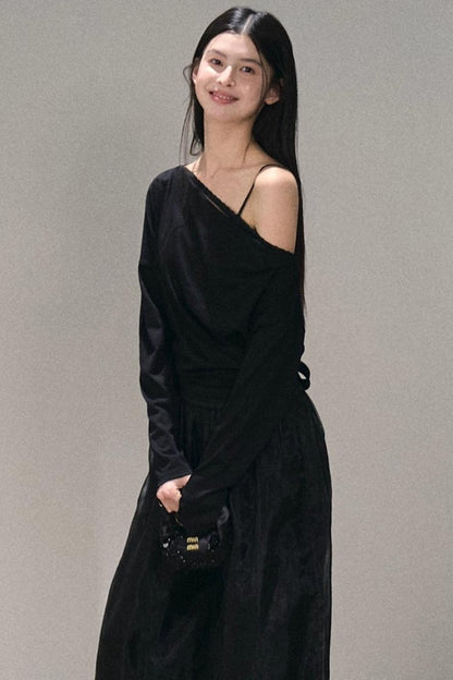 Slanted Shoulder T-shirt Top