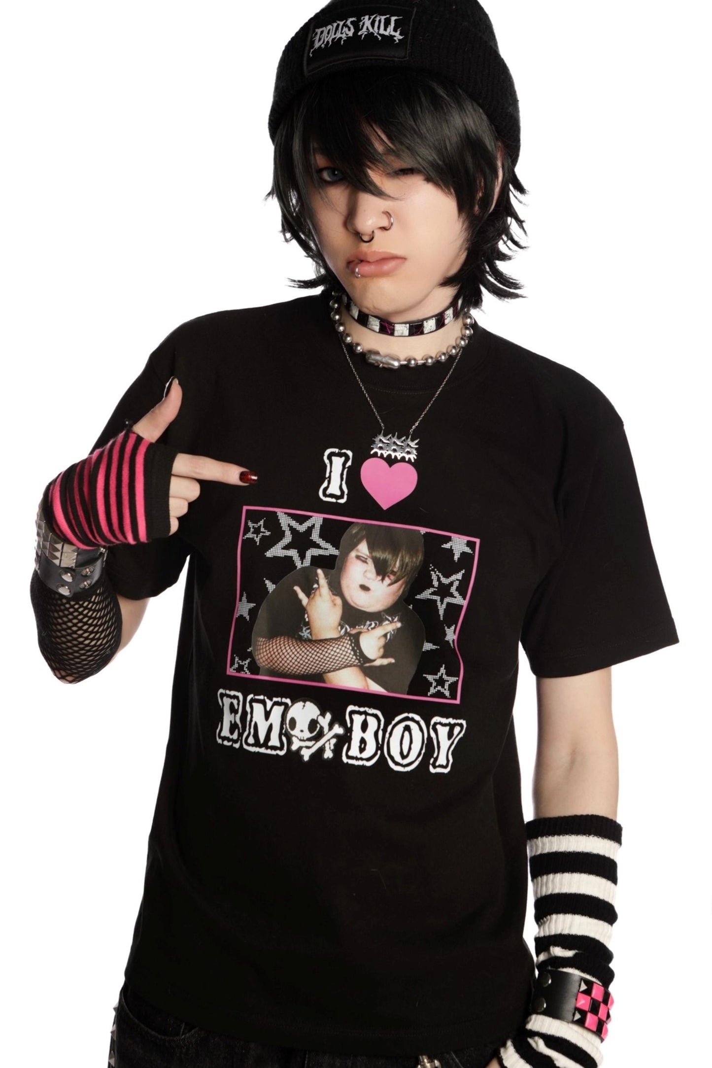 Versatile Gothic Slim Shoulder T-Shirt