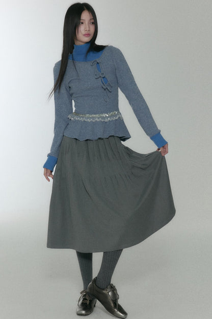 Vintage Pleated Peplum Skirt