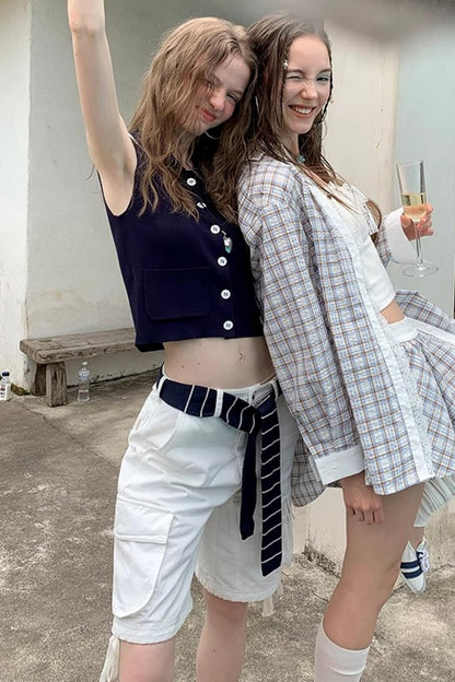 White Drawstring Utility Pants