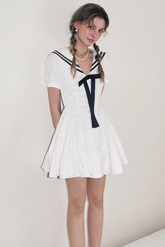 Navy Pleated Dress