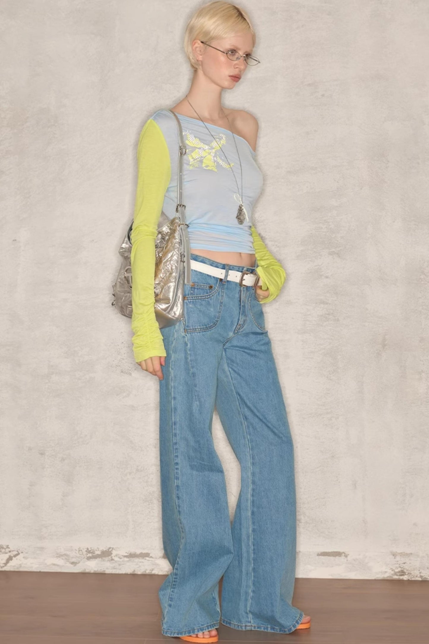 Wide-Leg Denim Pants