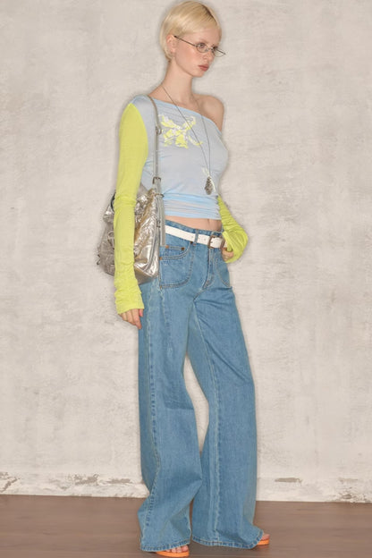 Wide-Leg Denim Pants