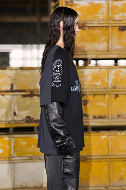 Short Sleeve Buckle Layered T-Shirt