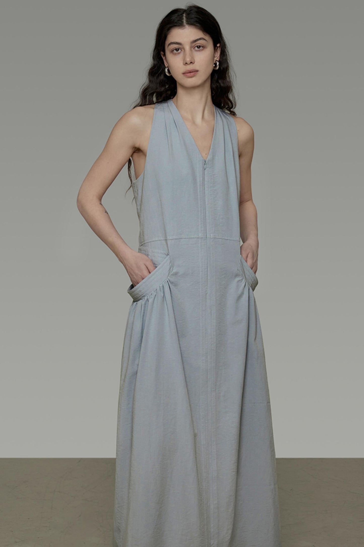 V-Neck Pocket Maxi Dress
